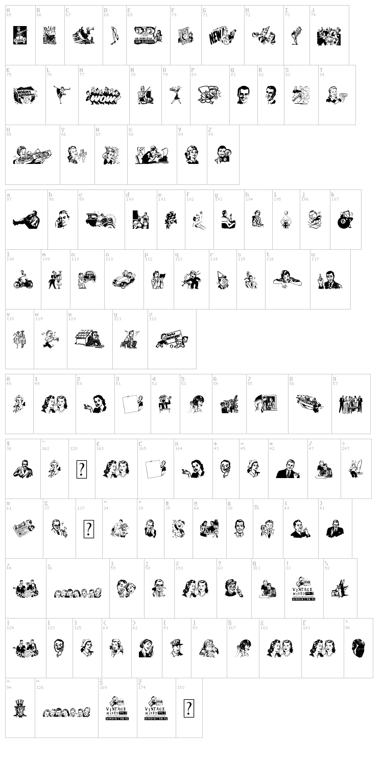 Vintage Mixed vol2 font map